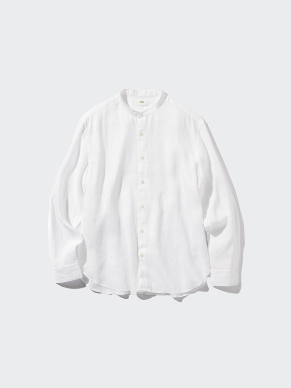 Premium Linen Stand Collar Long-Sleeve Shirt