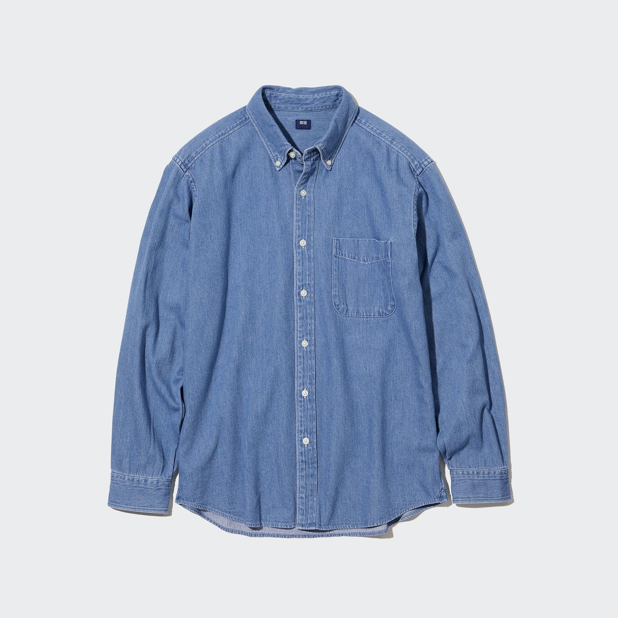 Light blue denim hot sale long sleeve shirt