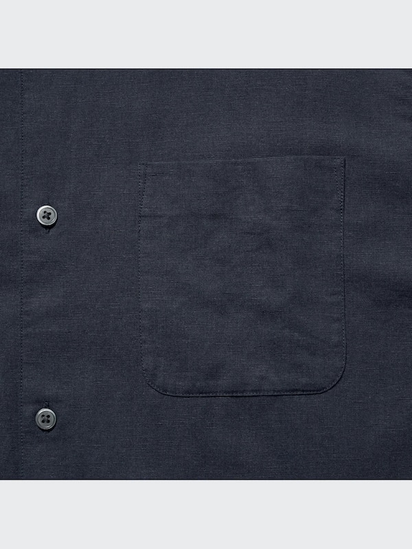 LINEN COTTON STAND COLLAR LONG SLEEVE SHIRT