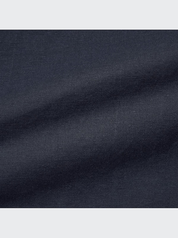 LINEN COTTON STAND COLLAR LONG SLEEVE SHIRT