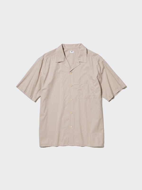 Open Collar Short-Sleeve Shirt