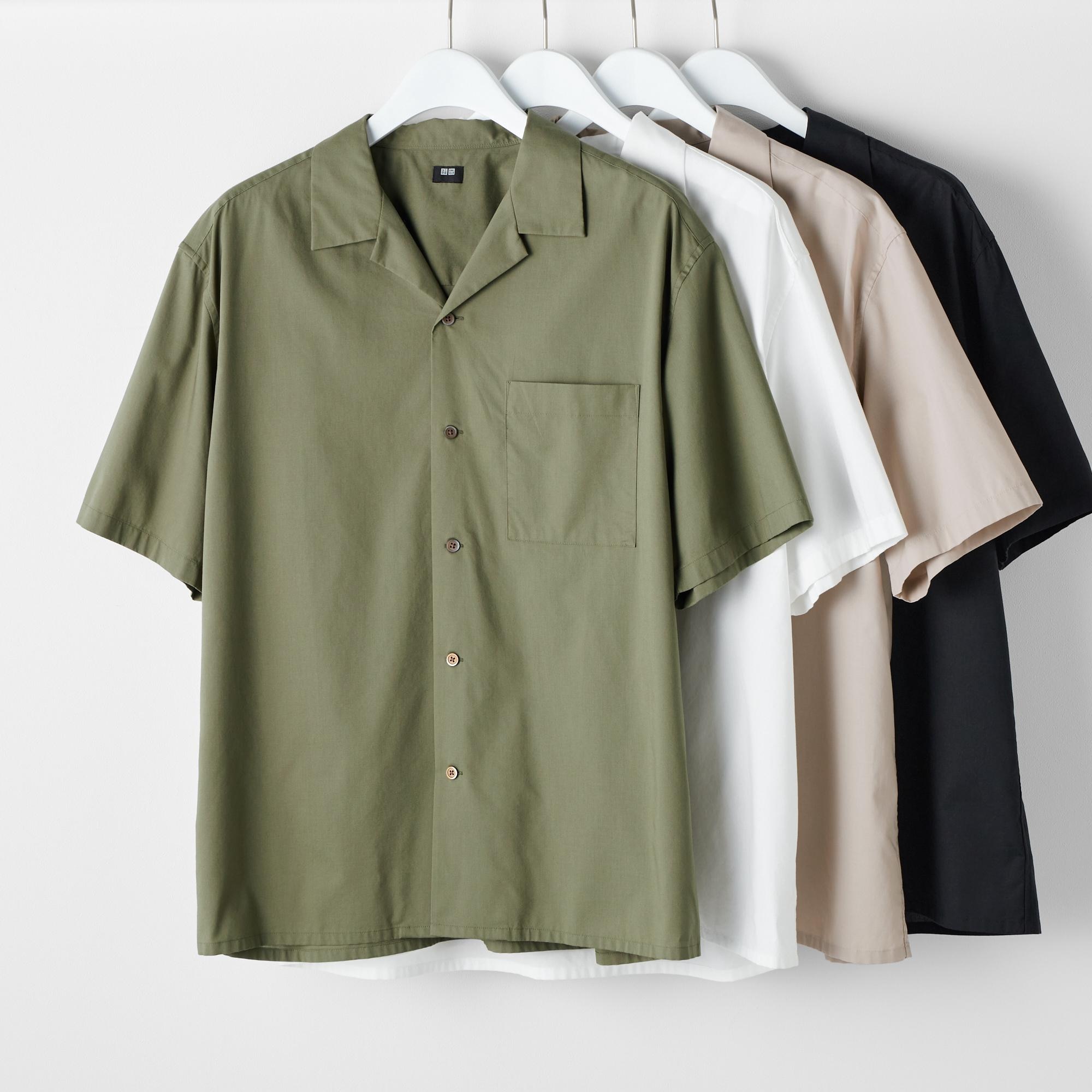 Cotton Blend Casual Short Sleeved Shirt (Open Collar) | UNIQLO EU