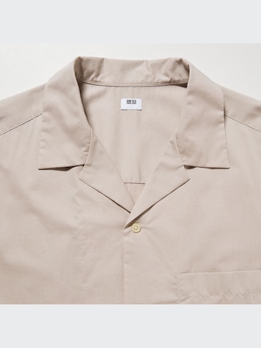 Cotton Blend Casual Short Sleeved Shirt (Open Collar)