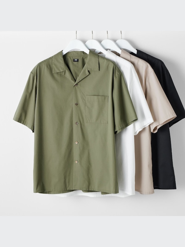Open Collar Short-Sleeve Shirt