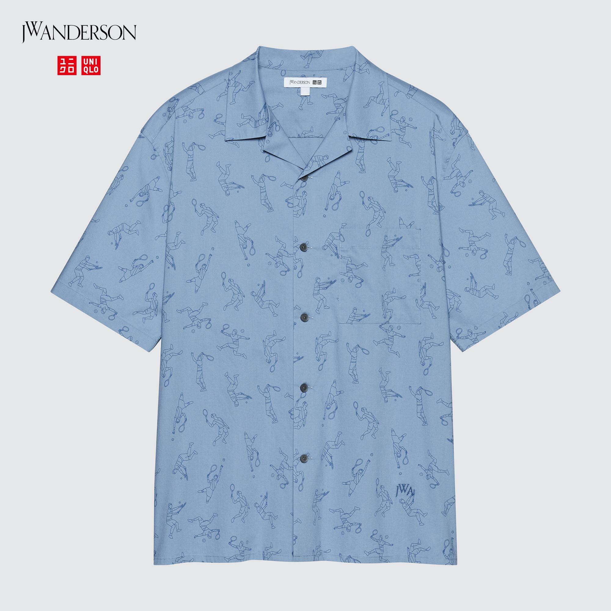 JW ANDERSON PRINTED OPEN COLLAR SHORT SLEEVE SHIRT (TENNIS)