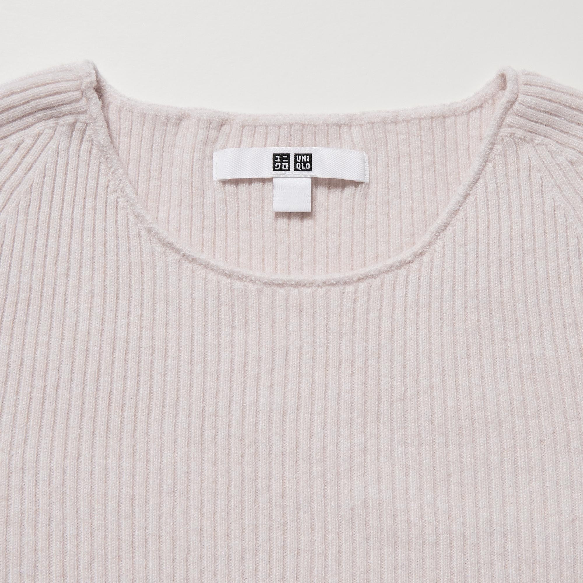 WOMEN S 3D KNIT CASHMERE RIBBED CREW NECK SWEATER UNIQLO AU