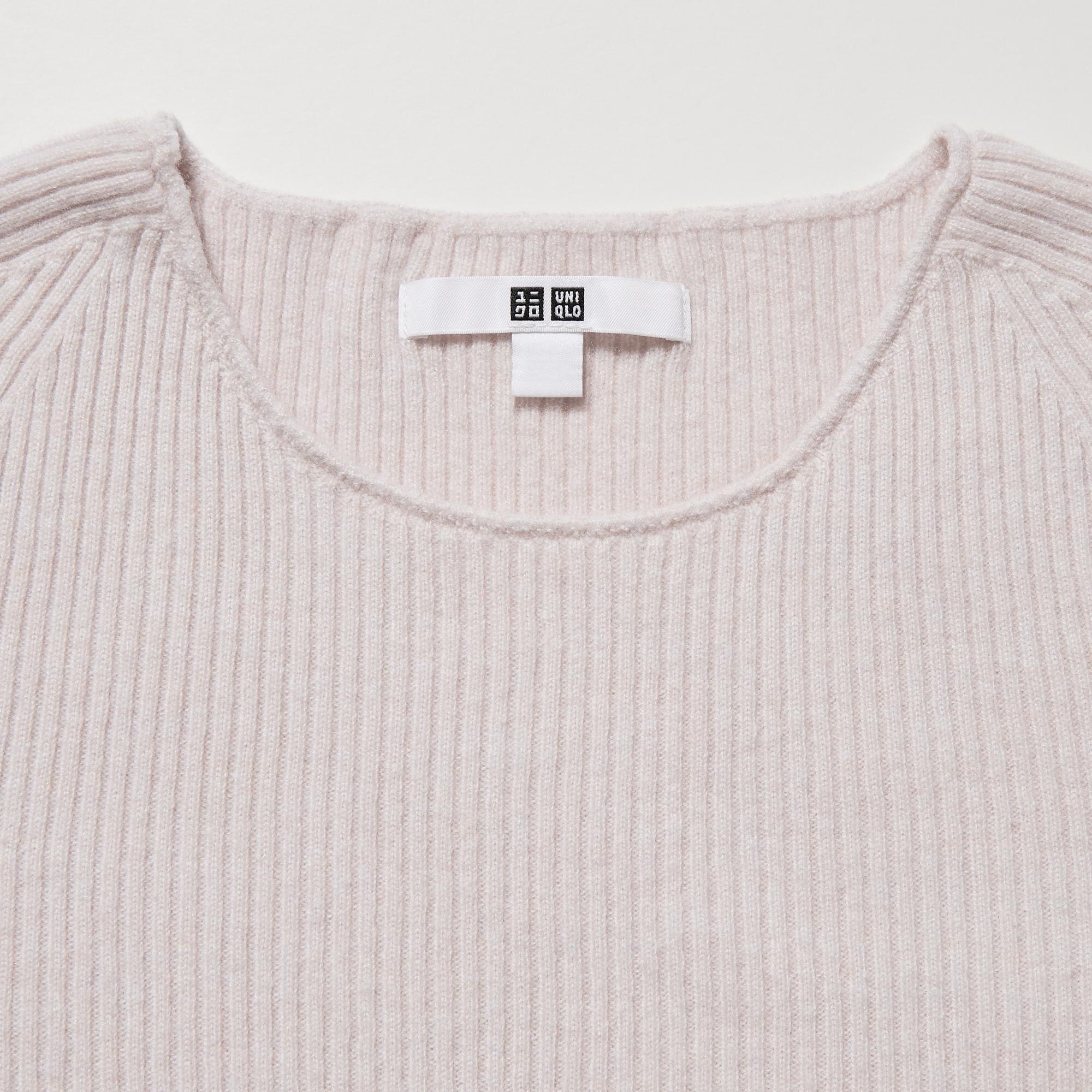 100 Cashmere 3D Knit Seamless Ribbed Crew Neck Jumper UNIQLO