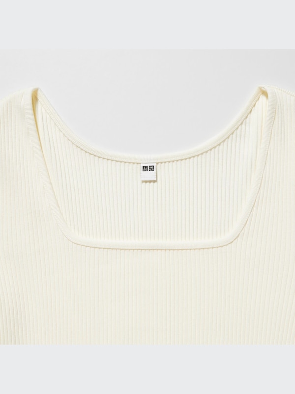 RIBBED SQUARE NECK CROPPED T-SHIRT