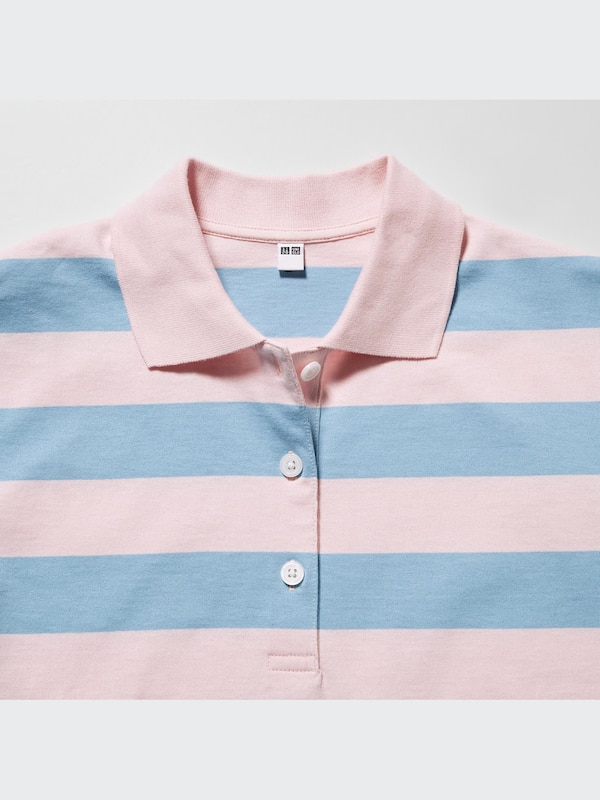 Cropped Relaxed Striped Polo Shirt