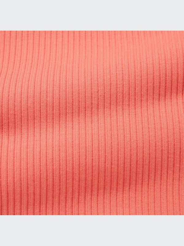 Ribbed Crew Neck Short-Sleeve Cropped T-Shirt