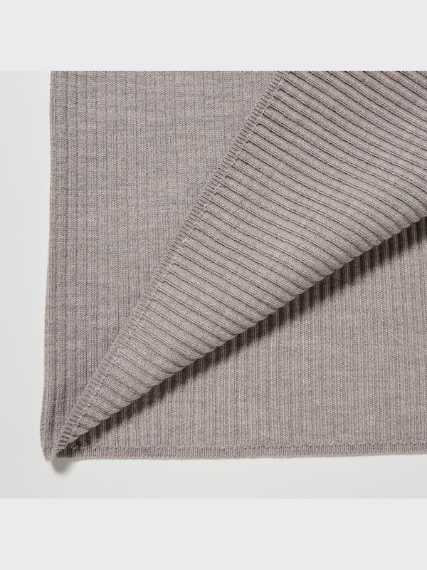 Merino Blend Fitted V-Neck Long-Sleeve Dress