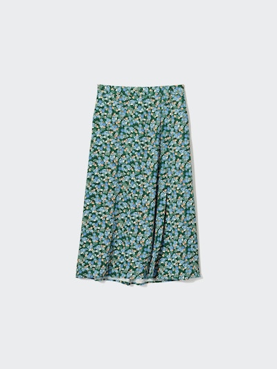 Printed Slit Midi Skirt