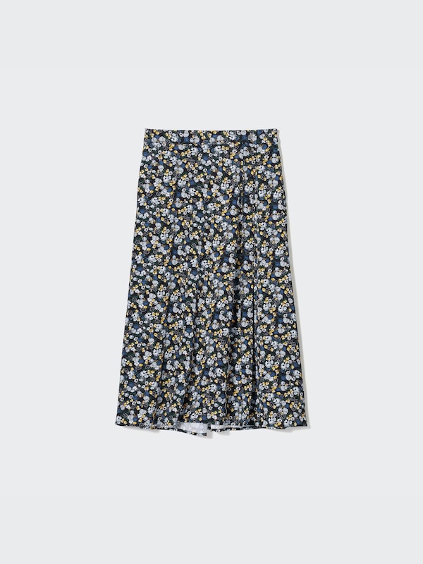 Printed Slit Midi Skirt