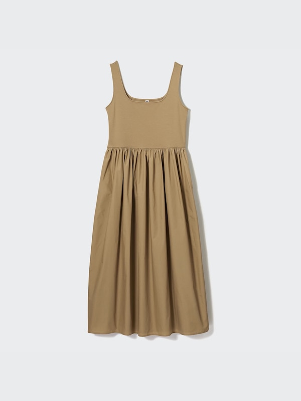 Combination Sleeveless Flare Dress
