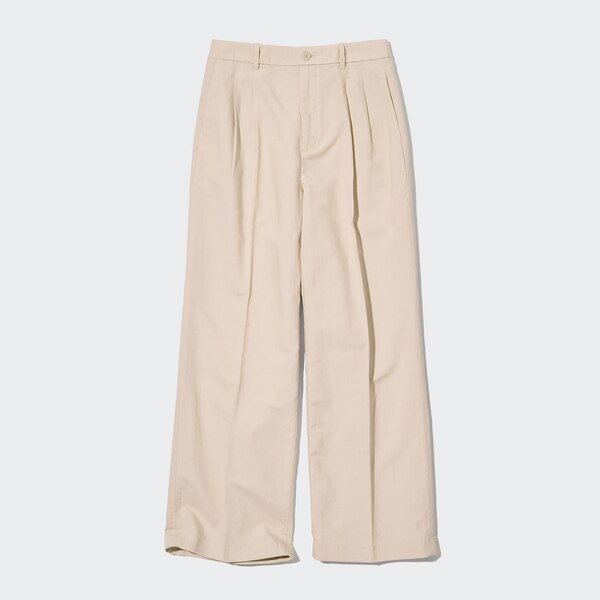 Linen Blend Tucked Wide Pants | UNIQLO US