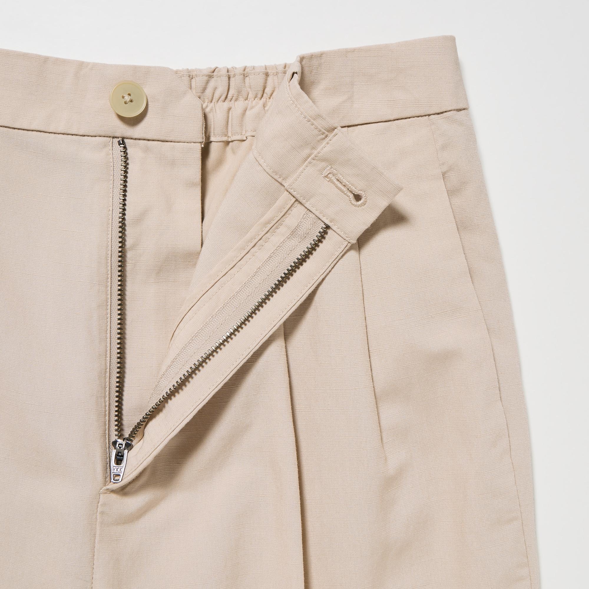 Linen Blend Tucked Wide Pants | UNIQLO US