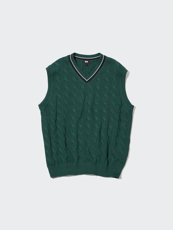CABLE V NECK KNITTED VEST