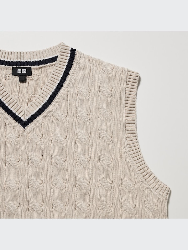 Cable V-Neck Knitted Vest