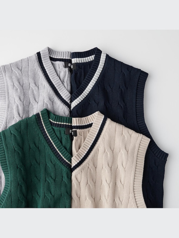 Cable V-Neck Knitted Vest