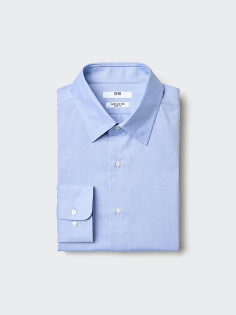 Uniqlo - Chemise Slim Sans Repassage - Bleu Clair - M