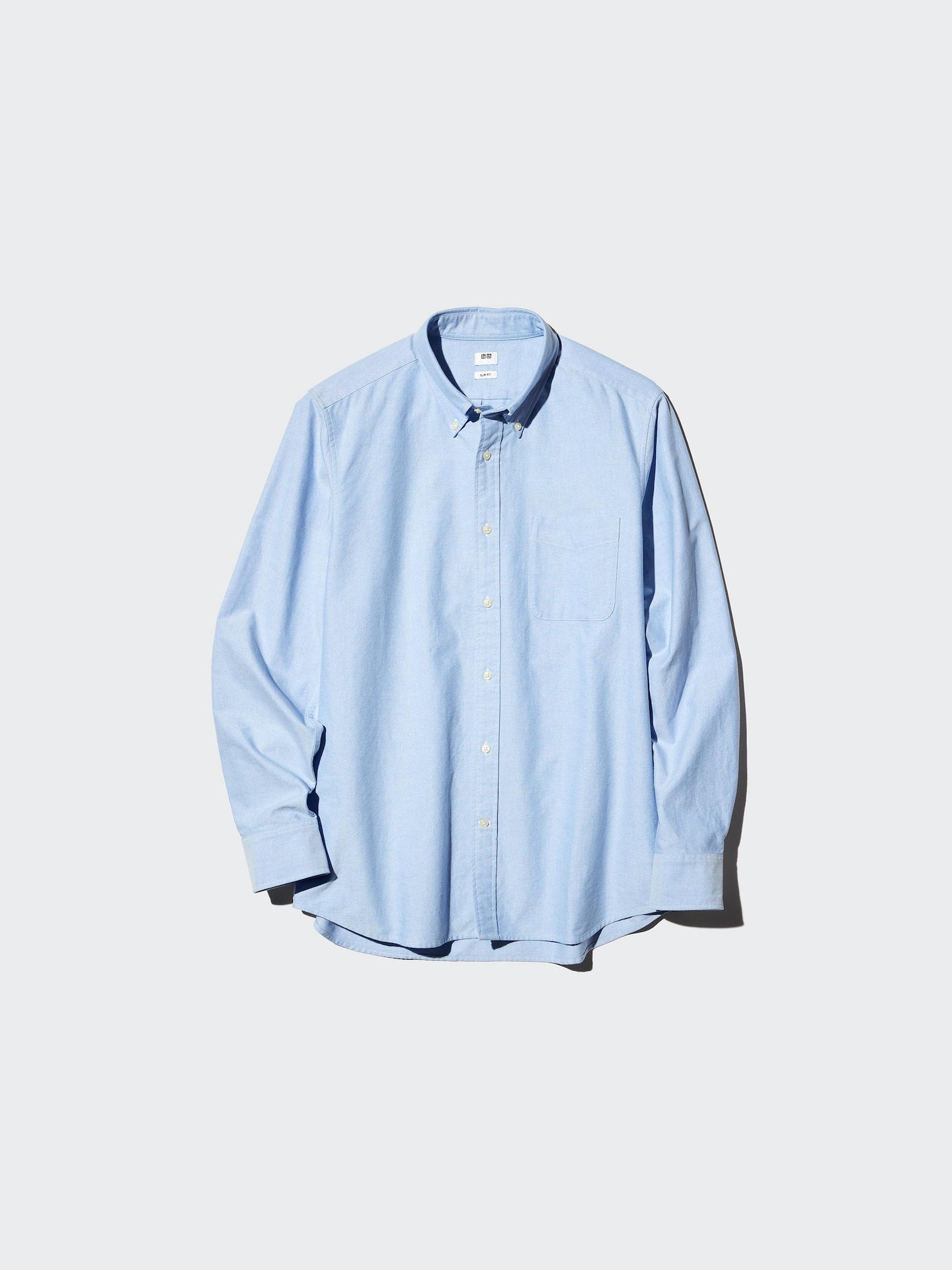 Рубашка Uniqlo Oxford приталенная, цвет: Синий — фото 8
