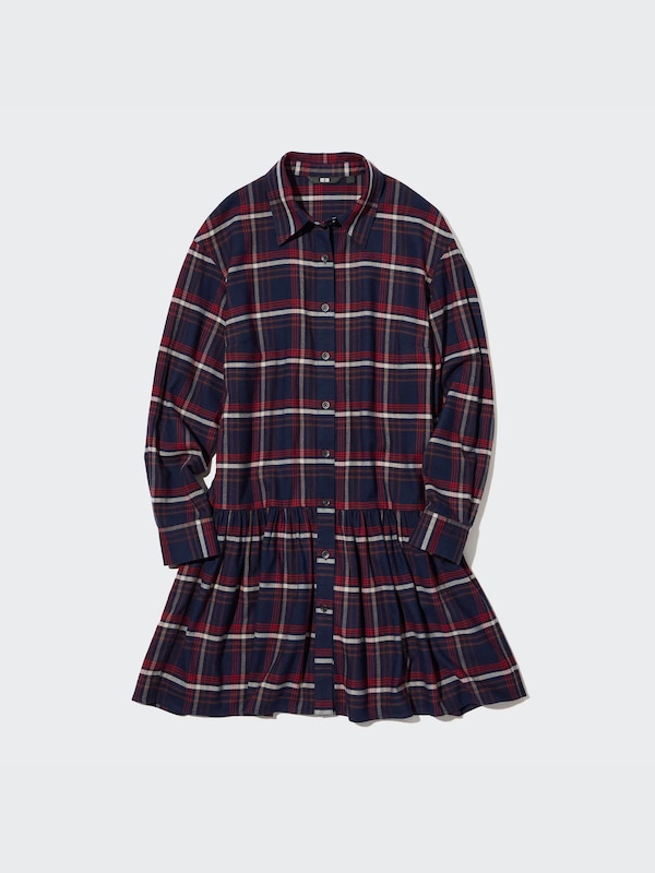 Soft Flannel Long-Sleeve Tiered Mini Dress