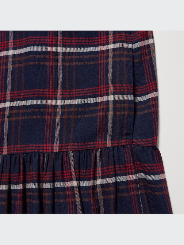 Soft Flannel Long-Sleeve Tiered Mini Dress