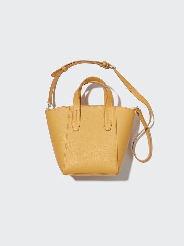 FAUX LEATHER 2 WAY WIDE TOTE BAG