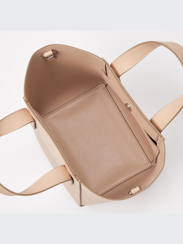 Faux Leather 2-Way Wide Tote Bag