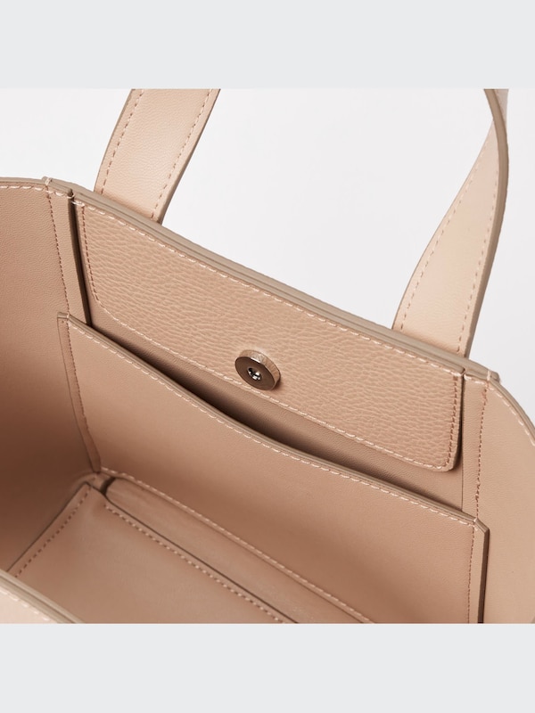 Faux Leather 2-Way Wide Tote Bag