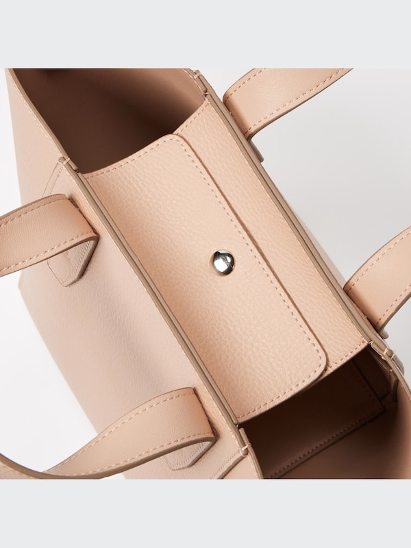 Faux Leather 2-Way Wide Tote Bag