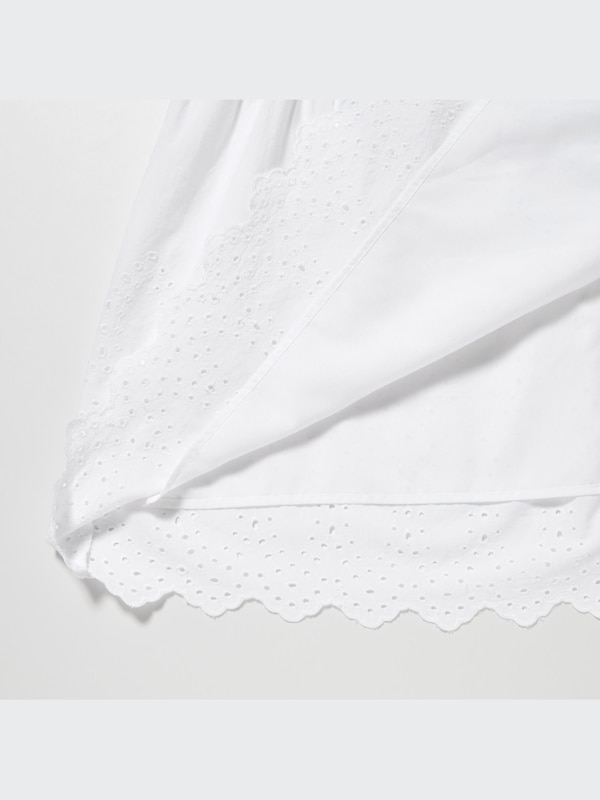 Cotton Embroidery Shirring Sleeveless Dress