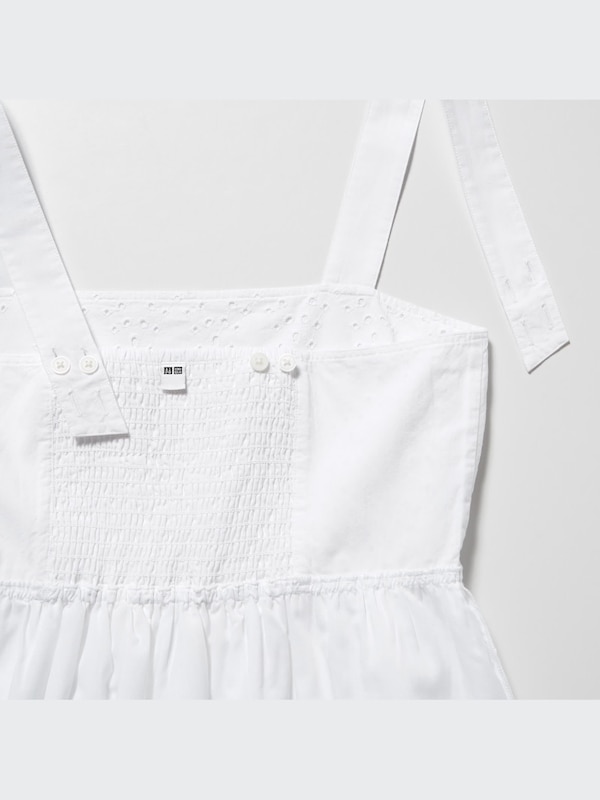 Cotton Embroidery Shirring Sleeveless Dress