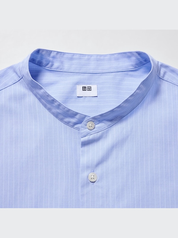 EXTRA FINE COTTON OVERSIZED STAND COLLAR LONG SLEEVE SHIRT