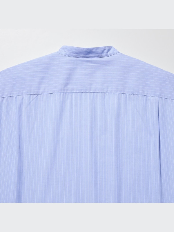 EXTRA FINE COTTON OVERSIZED STAND COLLAR LONG SLEEVE SHIRT