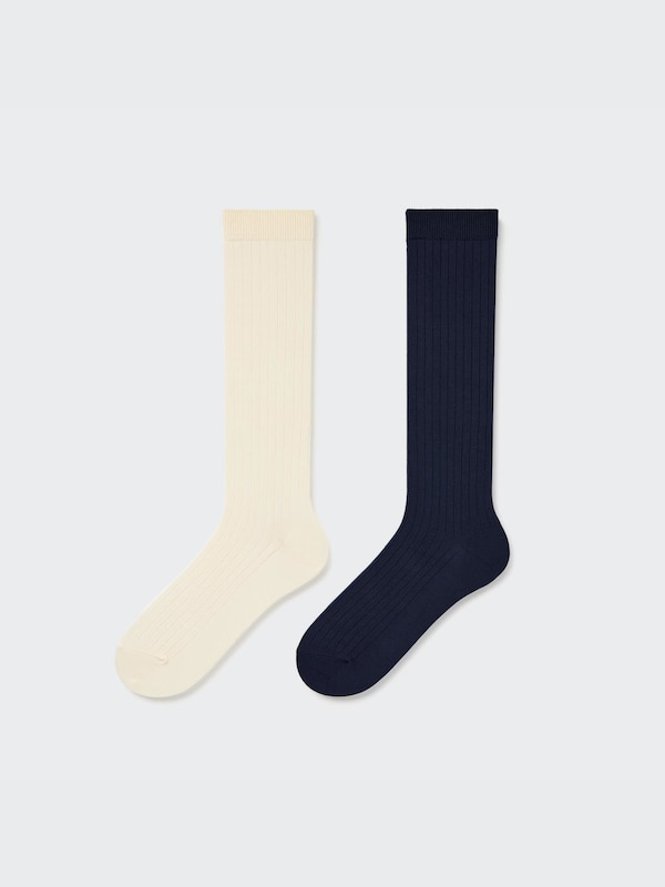 KNEE HIGH SOCKS 2P (WIDE RIBBED)