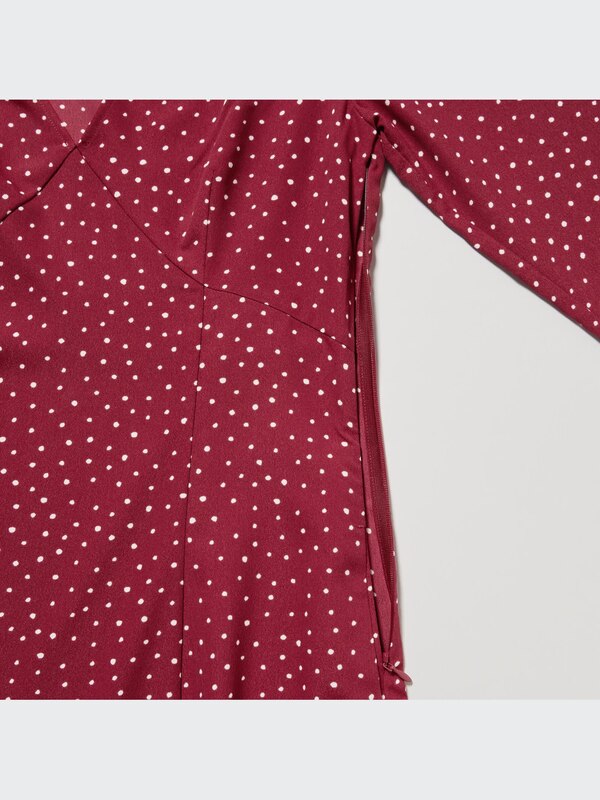 Printed V-Neck Long-Sleeve Mini Dress