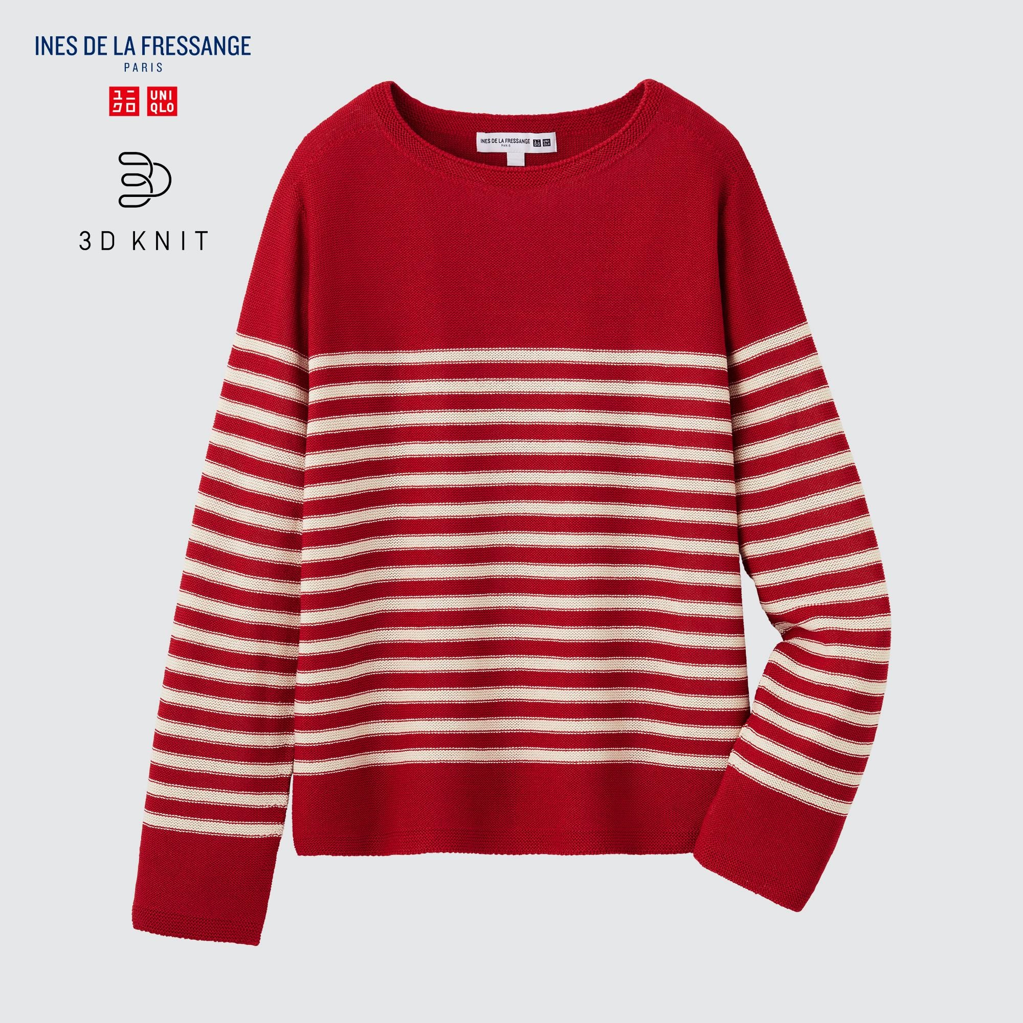3D Knit Striped Boat Neck Sweater (Ines de la Fressange) | UNIQLO US