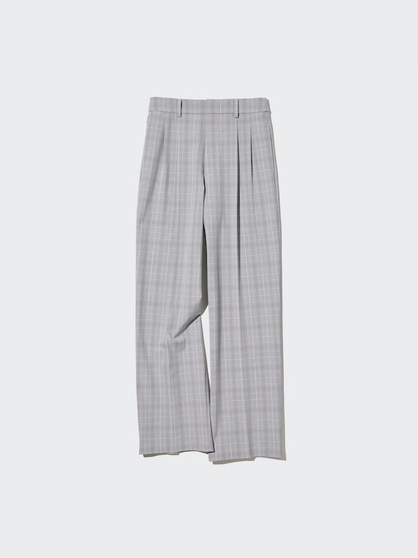 Pleated Wide Pants | Checked