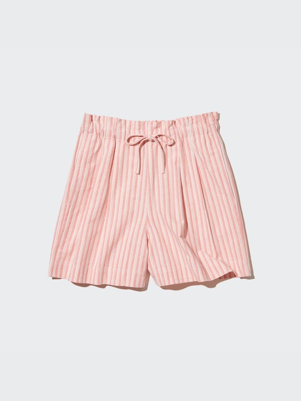 LINEN COTTON STRIPED SHORTS