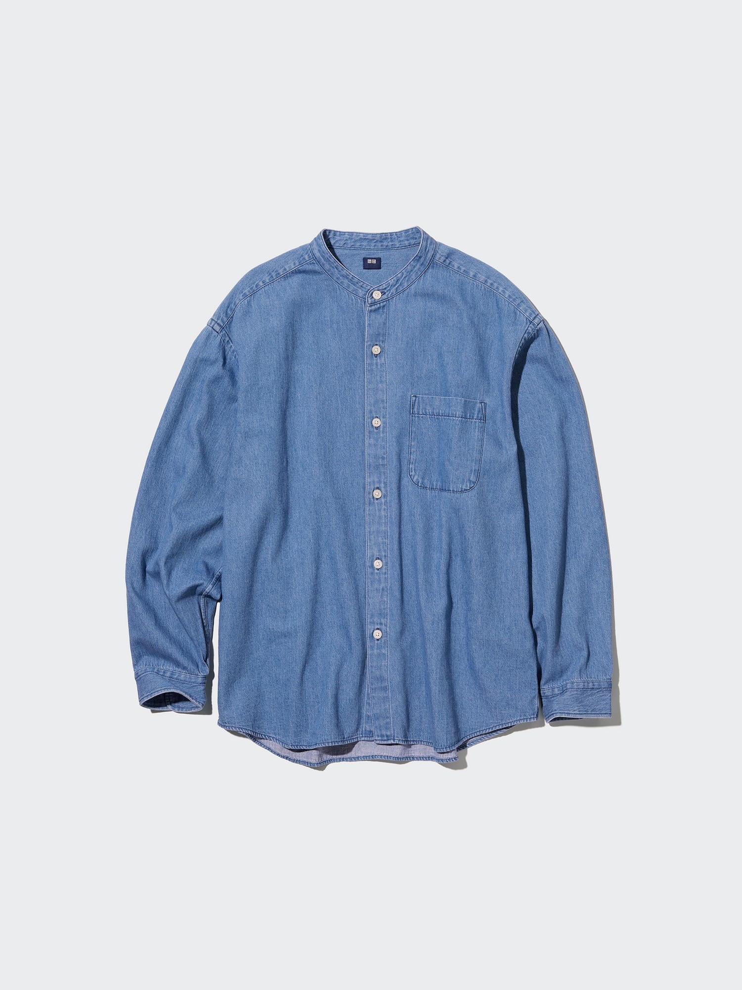 トップス Wool Check Oversized Stand Collar Shirt Unisex HICKORY OVERSIZED STAND COLLAR LONG SLEEVE SHIRT