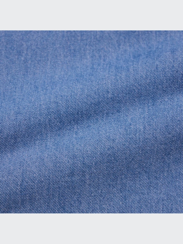 DENIM OVERSIZED STAND COLLAR LONG SLEEVE SHIRT