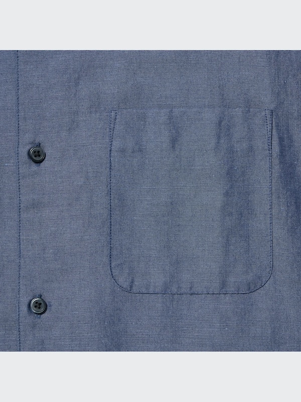 Linen Cotton Stand Collar Short-Sleeve Shirt