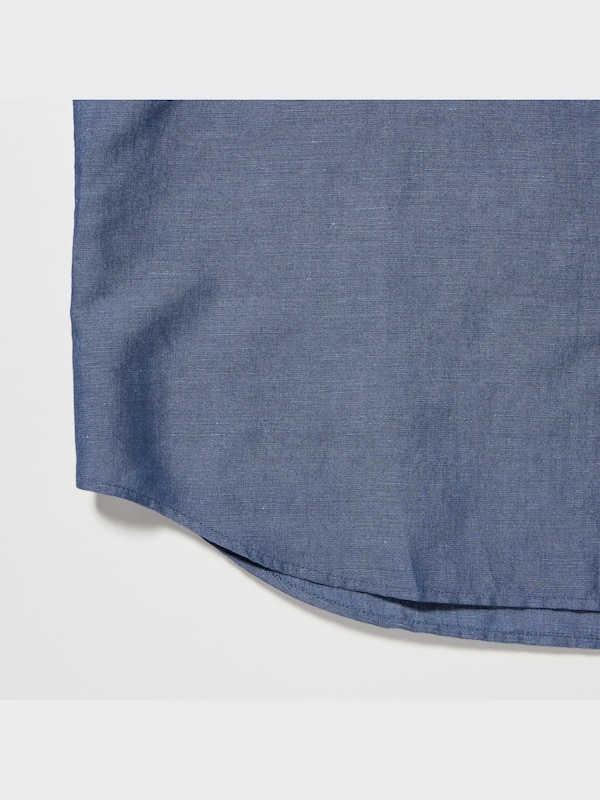 Linen Cotton Stand Collar Short-Sleeve Shirt