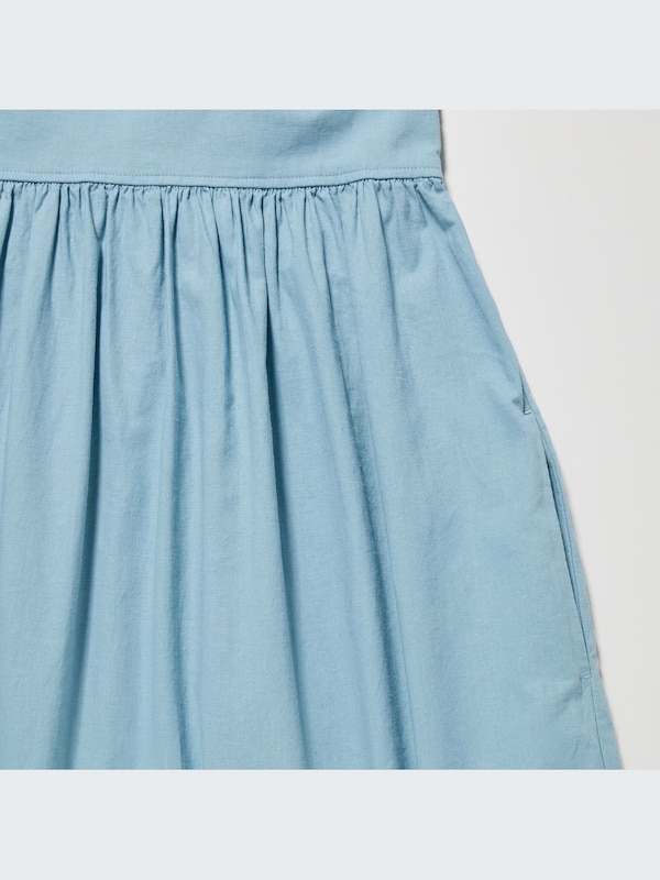 Linen-Blend Gathered Camisole Dress