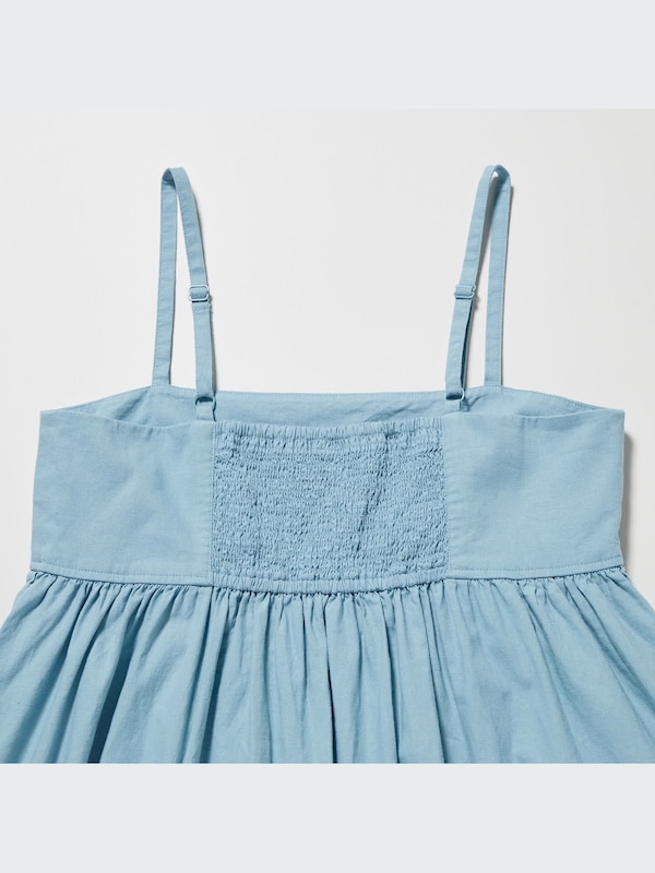 Linen-Blend Gathered Camisole Dress