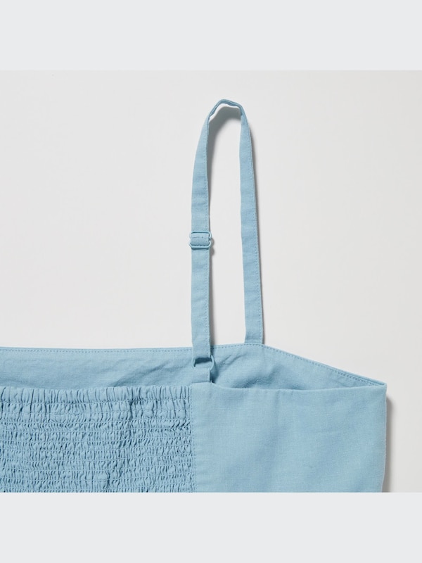 Linen-Blend Gathered Camisole Dress