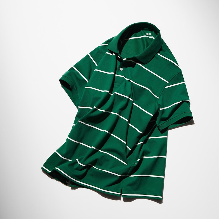 Dry Pique Striped Short-Sleeve Polo Shirt