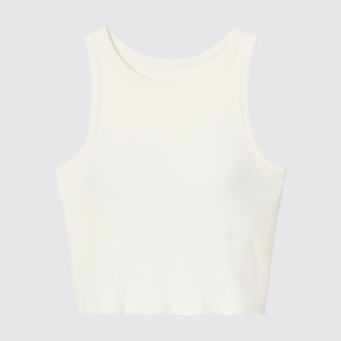 Women's Ribbed Cropped Fitness Tank Top 520 - Off-White