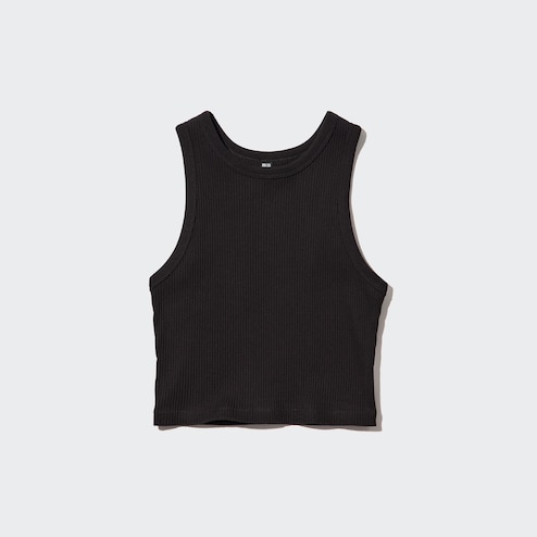 WOMEN'S RIBBED CROPPED RACER BACK TANK TOP